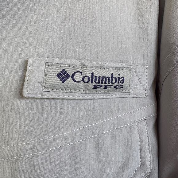 Columbia PFG Pro Fishing Gear Gray Vented Top Button Down Camping Shirt Mens XL - Picture 6 of 11